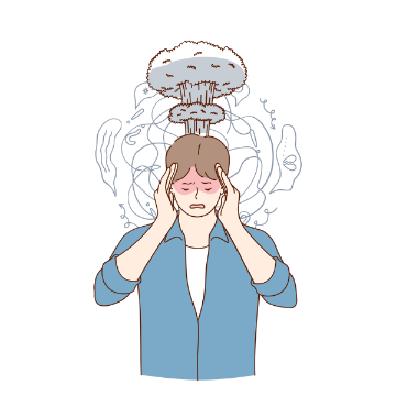 logo mal être psychologique mal de tête surmenage