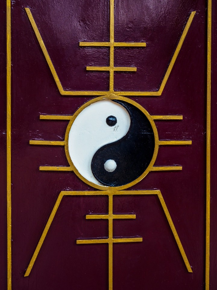 représentation de Mencius en 7 niveau et symbole yin yang